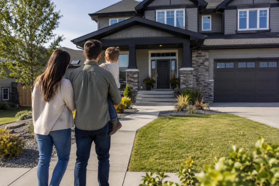 Family viewing a home before making an offer and beginning the home buying process
