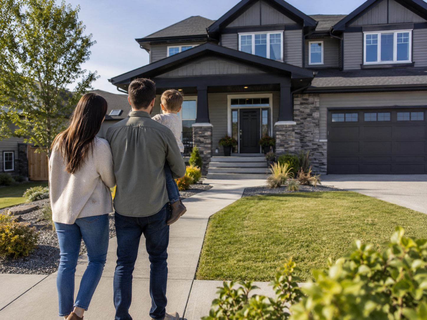 Family viewing a home before making an offer and beginning the home buying process